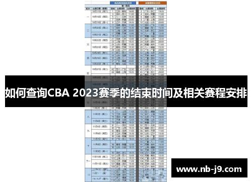 如何查询CBA 2023赛季的结束时间及相关赛程安排